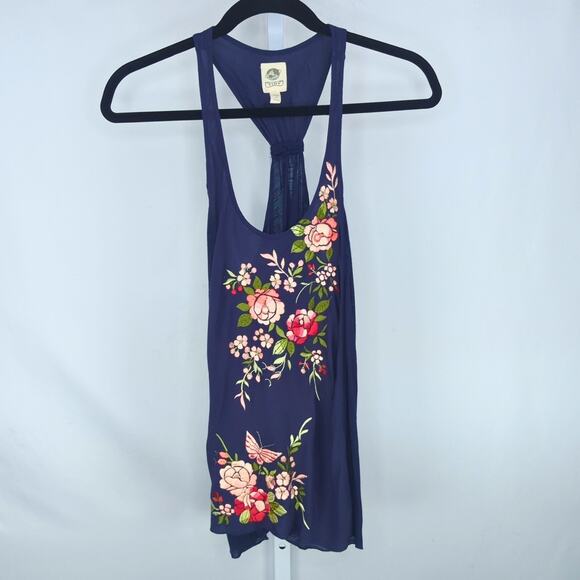 Anthropologie Tiny Embroidered Floral Racerback Tank Top XS Boho Feminine - Picture 10 of 11